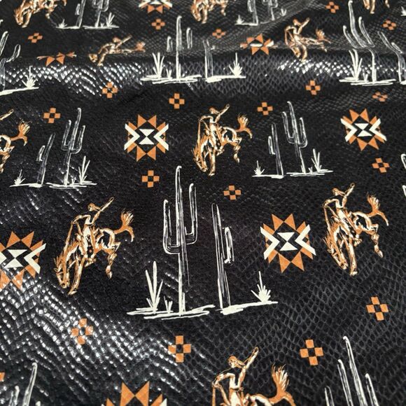 TWO 2 FLY Tank Top Saddle Buster Tank Western Print Brown Textured Knit - Picture 2 of 7